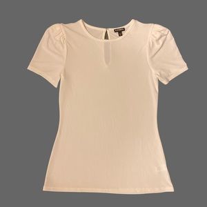 Express Ivory Short Sleeve Top Keyhole Back